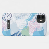 Blauw en Paarse Abstracte Patroon Monogram Case-Mate iPhone Case (Achterkant (horizontaal))