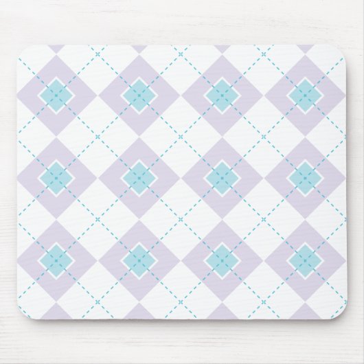 Blauw en Paarse Argyle Muismat (Voorkant)