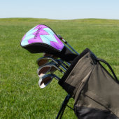 Blauw en Paarse art deco design Golfheadcover (Insitu)