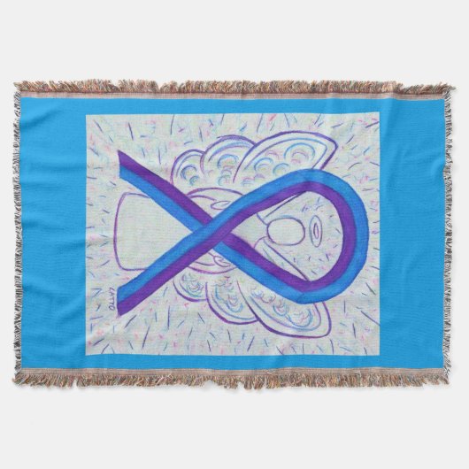 Blauw en Paarse Awareness Lint Engel Dekens Deken (Voorkant)