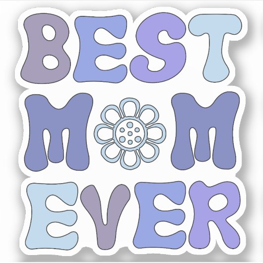 Blauw en Paarse Beste Moeder Ever Vinyl Sticker (Voorkant)