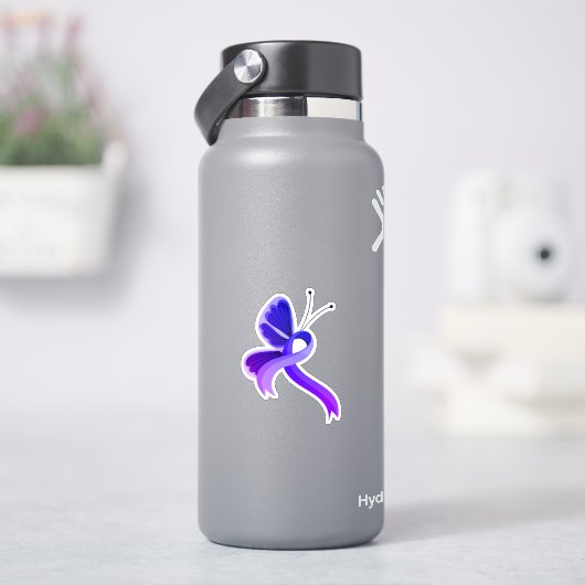 Blauw en Paarse Bewustzijnslint Vlinder T-shirt Sticker (HydroFlask)