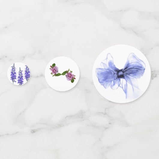 Blauw en paarse bloemen confetti (Achterkanten)