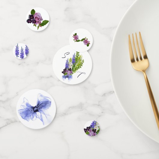 Blauw en paarse bloemen confetti (Groep)