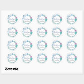 Blauw en Paarse Bloemen Dank u bruiloft stickers (Vel)