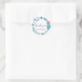 Blauw en Paarse Bloemen Dank u bruiloft stickers (Tas)