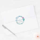 Blauw en Paarse Bloemen Dank u bruiloft stickers (Envelop)