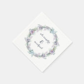 Blauw en Paarse Bloemen Krans Bruiloft Servetten (Hoek)