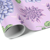 Blauw en paarse bloemen op lavender cadeaupapier (Rol Hoek)
