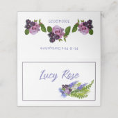 Blauw en paarse bloemen plaatskaartje (Buitenkant ongevouwen)