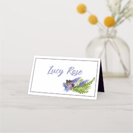 Blauw en paarse bloemen plaatskaartje