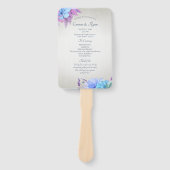 Blauw en Paarse Bloemen Trouwprogramma Fan Handwaaier (Voorkant)