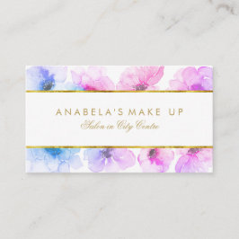 Blauw en Paarse Bloemen Waterverven Elegant Beauty Visitekaartje