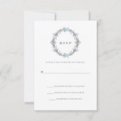 Blauw en Paarse Bloemenkrans bruiloft RSVP (Voorkant)