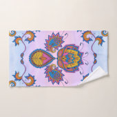 Blauw en Paarse Bloemenkunst, Mehndi Blue Bliss Bad Handdoek (Handdoek)
