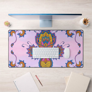 Blauw en Paarse Bloemenkunst, Mehndi Blue Bliss Bureaumat