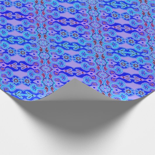 Blauw en Paarse Boho Gift Wrap Cadeaupapier (Hoek)