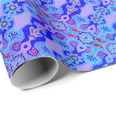 Blauw en Paarse Boho Gift Wrap Cadeaupapier (Rol Hoek)
