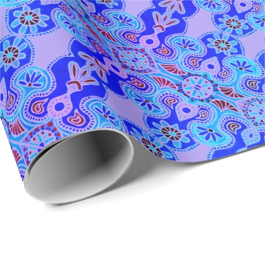 Blauw en Paarse Boho Gift Wrap Cadeaupapier (Rol Hoek)