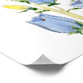 blauw en paarse Canterbury klokken aquarel Poster (Hoek)