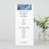 Blauw en Paarse Dahlia Lace Accent Trouwprogramma Programmakaart (Staand voorkant)