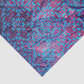 Blauw en Paarse damast patroon op verfrommelde tex Tissuepapier (Detail)