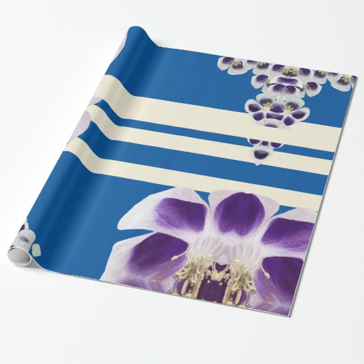 Blauw en Paarse, elegant Verpakkingsdocument Cadeaupapier (Uitgerold)
