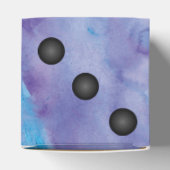 Blauw en Paarse Elegante Waterverf Dice Bruiloft Bedankdoosjes (Bovenkant)