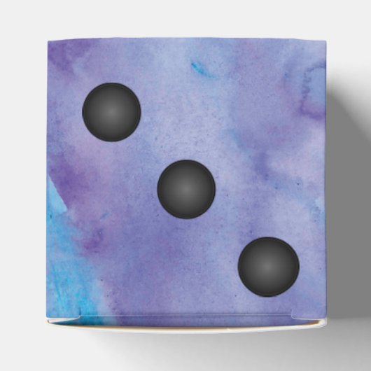 Blauw en Paarse Elegante Waterverf Dice Bruiloft Bedankdoosjes (Bovenkant)