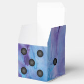 Blauw en Paarse Elegante Waterverf Dice Bruiloft Bedankdoosjes (Geopend)
