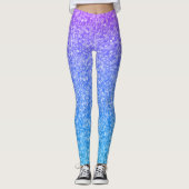 Blauw en paarse faux glitter ombre leggings (Voorkant)