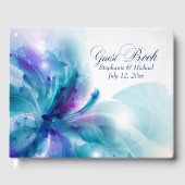 Blauw en Paarse Floral Design Bruiloft Gastenboek (Voorkant)