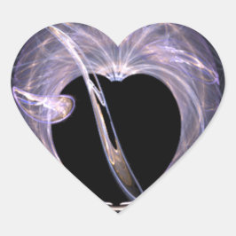 Blauw en Paarse Fractal Art Hart Sticker