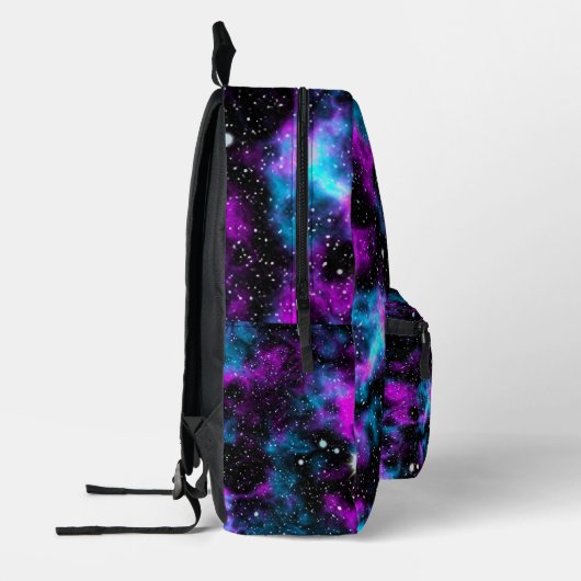 Blauw en Paarse Galaxy Aangepaste naam Bedrukte Rugzak (Links)