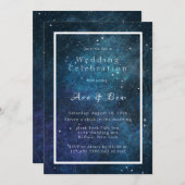 Blauw en Paarse Galaxy Space Bruiloft Kaart (Voorkant / Achterkant)