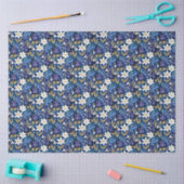 Blauw en Paarse geïllustreerde bloemendecoupage Tissuepapier (Craft)