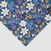 Blauw en Paarse geïllustreerde bloemendecoupage Tissuepapier (Detail)