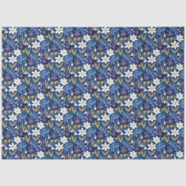 Blauw en Paarse geïllustreerde bloemendecoupage Tissuepapier