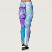 Blauw en Paarse gemarmerd Leggings (Achterkant)