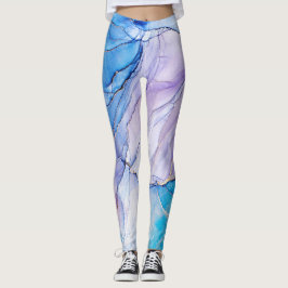Blauw en Paarse gemarmerd Leggings