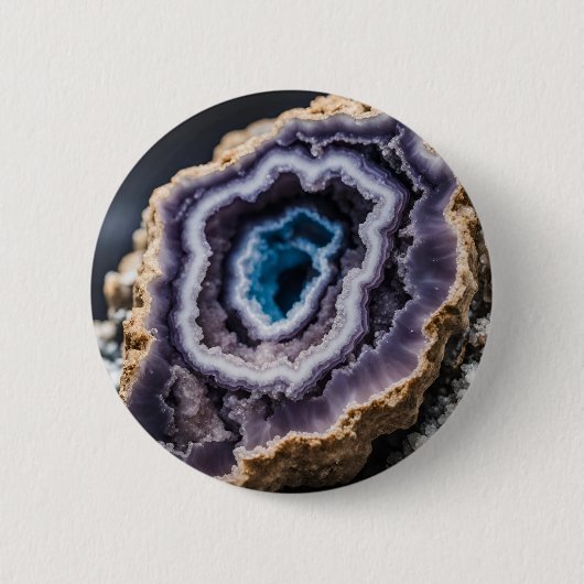 Blauw en Paarse Geode Ronde Button 5,7 Cm (Voorkant)