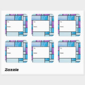 Blauw en Paarse Glas in lood Gift Label Stickers (Vel)