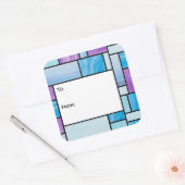 Blauw en Paarse Glas in lood Gift Label Stickers (Envelop)
