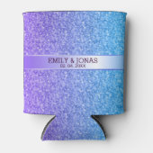 Blauw en Paarse gradiënt glitter Blikjeskoeler (Voorkant)
