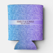 Blauw en Paarse gradiënt glitter Blikjeskoeler (Achterkant)