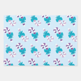 BLAUW EN PAARSE HOLIDAY TREKKEN KANDYKANEN INPAKPAPIER VEL