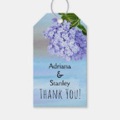 Blauw en paarse hortensia bloemenbruiloft Dank u Cadeaulabel (Voorkant)