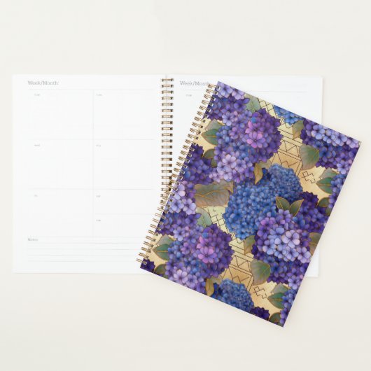 Blauw en Paarse Hydrangea Chiyogami Planner (Display)