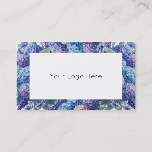 Blauw en Paarse Hydrangea elegante visitekaartjes (Voorkant)