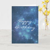 Blauw en Paarse kosmische ruimte Afbeelding Happy  Kaart (Gele Bloem)